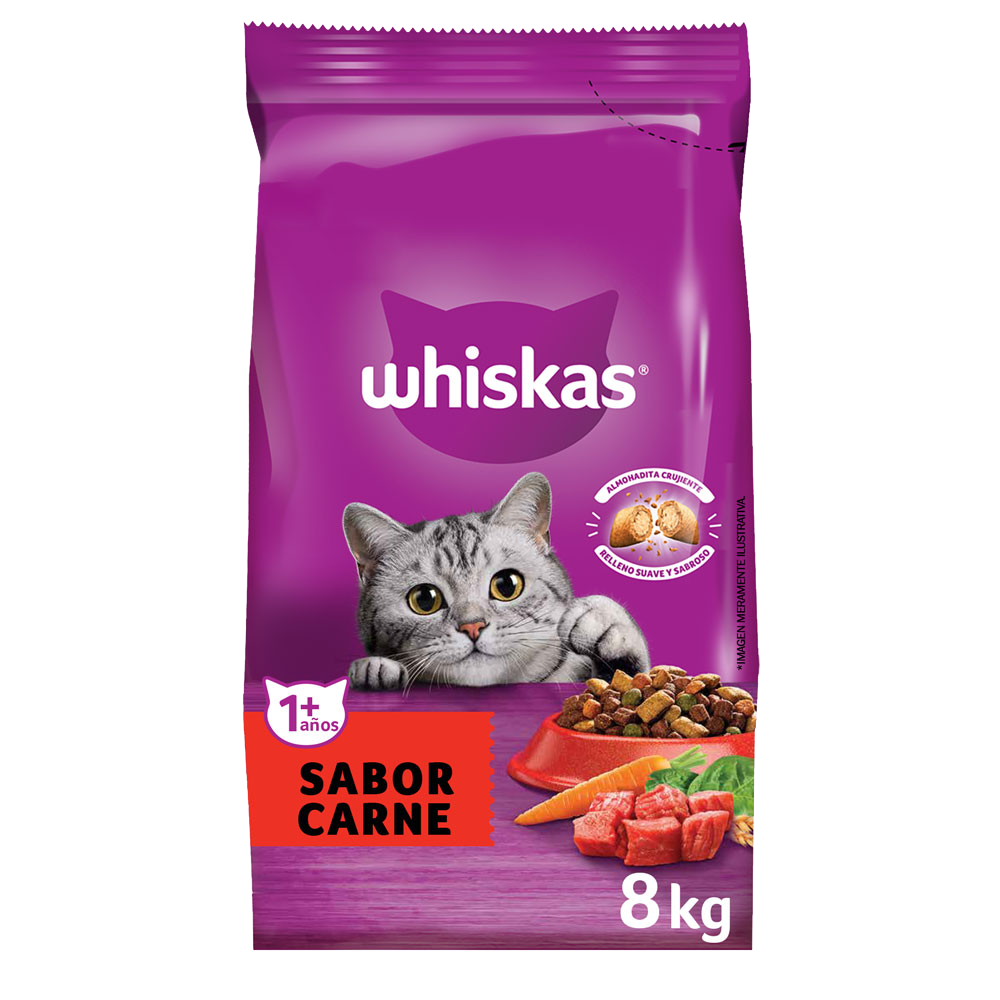 WHISKAS® alimento seco para gatos adultos carne | WHISKAS® Chile